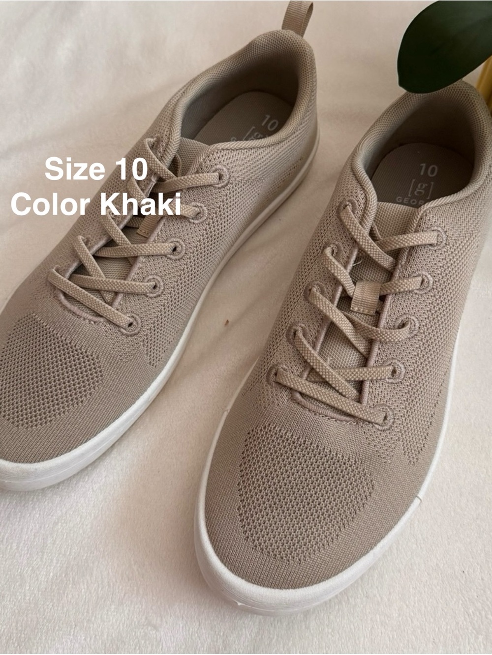 George Men's Knit Sneakers, Size 10, Khaki